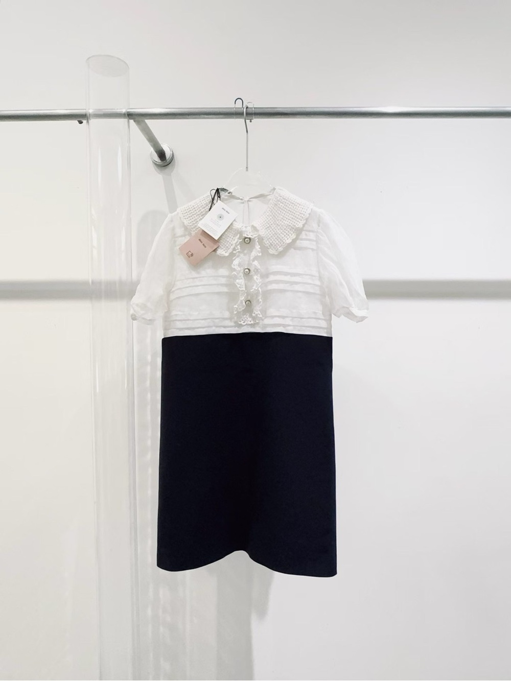 Miu Miu White and Navy Peter Pan Collar Dress